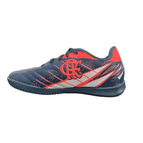 Chuteira Flamengo Oxn Avanti 3 Futsal Pro Pvc - Infantil - Marinho/Branco/Coral