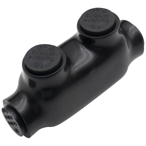 1/0-14AWG Insulated 1 Port Inline Splice Connector Black Wire Connectors,Allen Hex 3/16" Insulated Cable Connectors Pre-Loaded Oxide Inhibitors,UL Listed(1pcs)