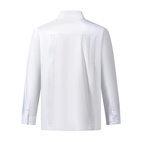Men's Long Sleeve Guayabera Shirt Cuban Cotton Snap Button Shirt with Casual Wear2