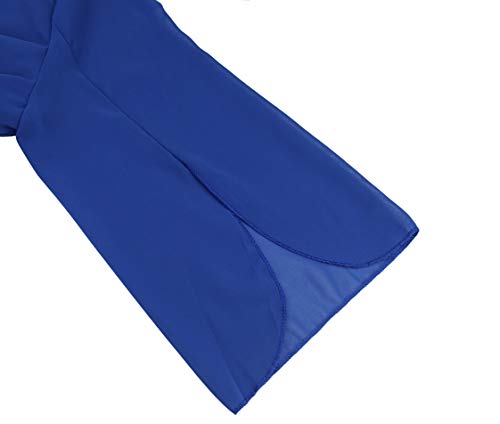 Image of Oyamiki Womens Half Sleeve Layered Flowy Chiffon Blouses Round Neck Shirts Tops