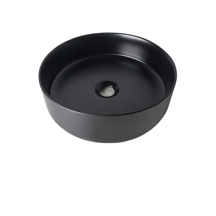 Lavabo à poser rond noir mat en céramique pour salle de bain moderne