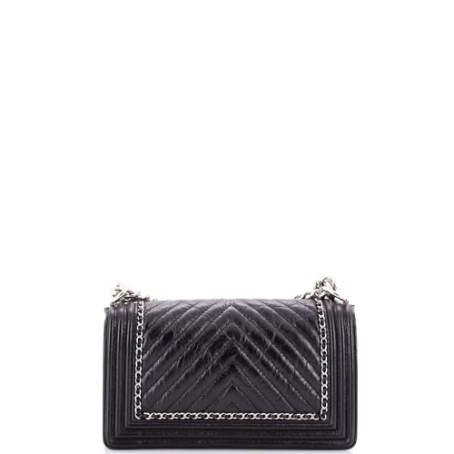 Pre-Loved Jacket Boy Flap Bag Chevron Calfskin Old Medium, Black3