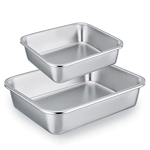 Homikit Auflaufform 2er Set, Edelstahl Rechteckig Kuchenform Backform...