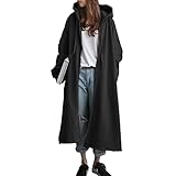 [マリアマーファ] あったか 裏起毛 フード付き ロングパーカー スリット入り もこもこ ロング パーカー コート 秋 冬 エスニックカジュアル 中学生 女子 肌に優しい 夫婦 親子 家族 アッタカイ アッタカ ドルマンスリーブ 部屋着 女子高校生 オソロイ パーティ ヤワラカ ブカブカ レディース前開き ペア トラベル トップスのみ フード付きパーカー ブラック 2A-M13-BKXL