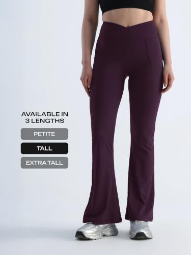 Image of CAVA Tall Hourglass Flared Leggings for Women | V-Waistband, Anti-Camel Toe Design, Tall Fit, Flared Bottoms, Deep Pockets, Sculpting Stretch Fabric