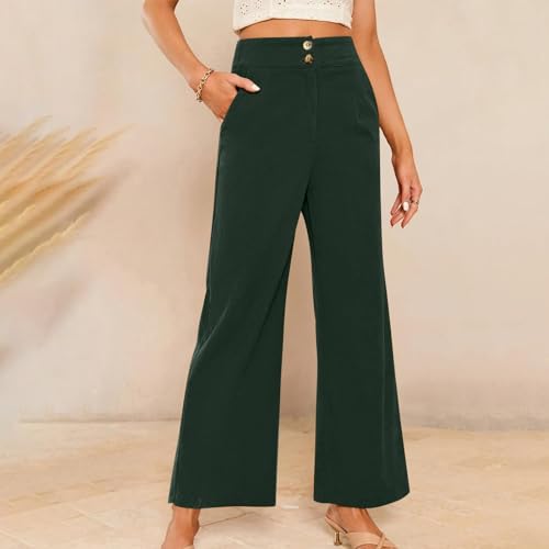 Corduroy Pants for Women Wide Leg High Waist Loose Comfy Trousers Velvet Flare Casual Bell Bottom Pants with Pockets2
