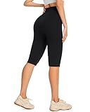 GROTEEN Women's Knee Length Capri Leggings – High Waisted Yoga Pants Workout Running Biker Shorts for Gym Summer(Black,Small-Medium)