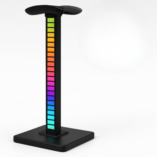 Suporte RGB para Headset Gamer - Iluminação LED - Organizador de Fone de Ouvido, Base Estável para Headset - Acessório Gamer com Luz Colorida e Efeito RGB
