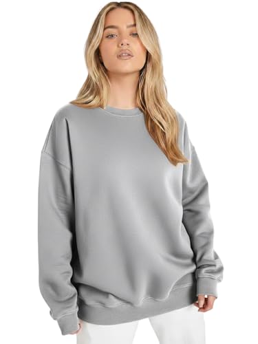 Image of LEOTUDE Women's Boyfriend Fit Loopknit Sweatshirt | Full Sleeve Drop Shoulder | Sweatshirt for Women