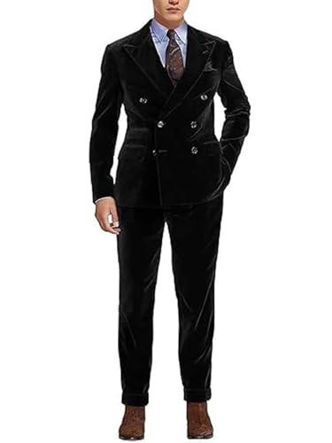 Velvet Suits for Men 2 Piece Double Breasted Blazer with Pants for Casual Daily Wear3