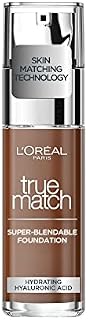 L'Oreal Paris True Match Liquid Foundation, Skincare Infused with Hyaluronic Acid, SPF 17, Available in 40 Shades, 5W Golden Sand, 30 ml