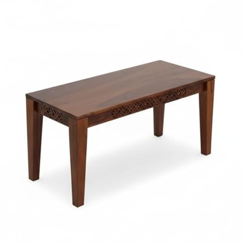Image of Solid Sheesham Wood Non-Cushioned Living Room Benches, Wooden, Wooden Seating Bench for Home & Office l CNC Top Natural Teak |