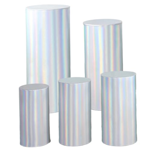 SMELEYOU 5 Piezas de Cilindro de Cilindros de tamaños Variados Cubiertas de Soporte de Cilindros Pedestal elástico para Fiestas Decoración de Eventos de cumpleaños de Boda Solo Colorido