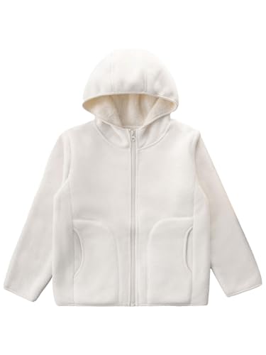 Kids Full Zip Fleece Hooded Sweatshirt Boys Girls Long Sleeve Stand Collar Zipper Pullover Top Outerwear