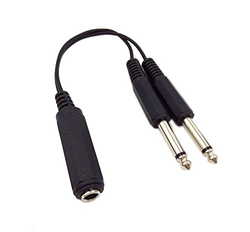 Cable divisor de 6.35 mm TRS hembra a dos TS macho para audio analogo
