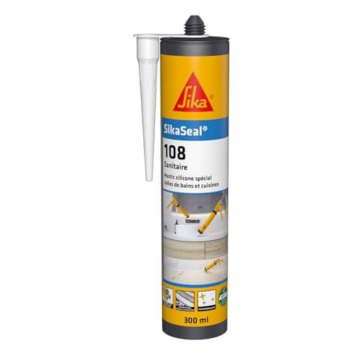 SikaSeal 108 Sanitaire, Mastic silicone anti-moisissure spécial salle de bain, 300ml, Blanc