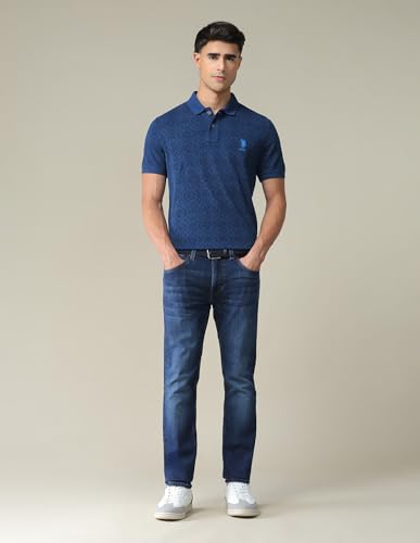Image of U.S. Polo ASSN. Men's Slim Fit Cotton Polo T-Shirt, Ribbed Collar, Half Sleeves Casual Mens Tshirt for Men