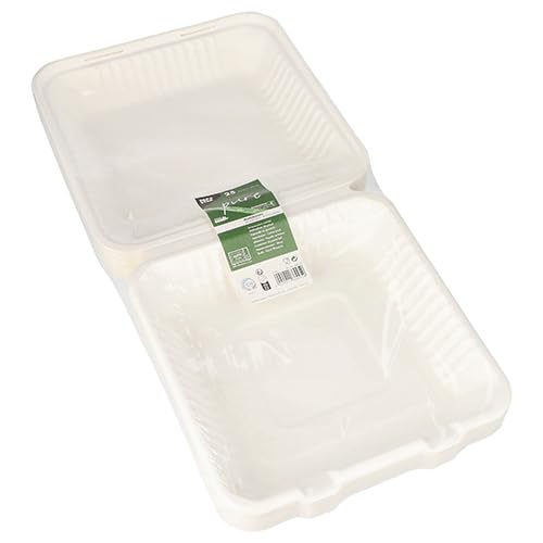 25 Menüboxen, Zuckerrohr "pure" ungeteilt 8 cm x 25,5 cm x 25,5 cm weiss