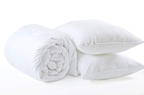 Lancashire Textiles Cotton Blend Student Bed Set - 13.5 Tog Double Duvet (200 x 200 Cm), Super Soft Pillow Pair (50 X 75 Cm), Mattress Protector (137 X 191 Cm) - All Seasons Comfort Bedding Set