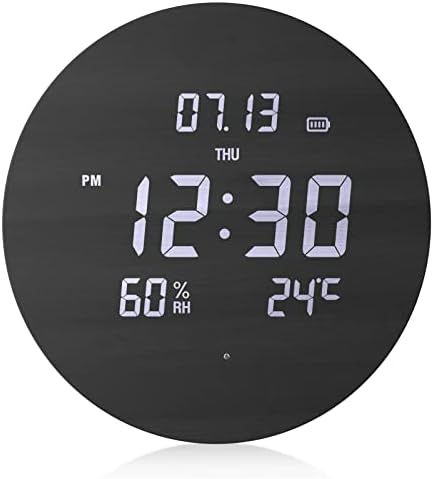 TOSTOG Digital Wall Clock Silent Kitchen Clock Non Ticking Wall Clock,12 Inch LED Wall Clocks with Display of Time/Date/and Temperature/Humidity,Three Modes for Choose
