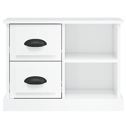 Table de Chevet Blanc Brillant Meuble de Chambre Moderne avec 2 Compartiments - 8