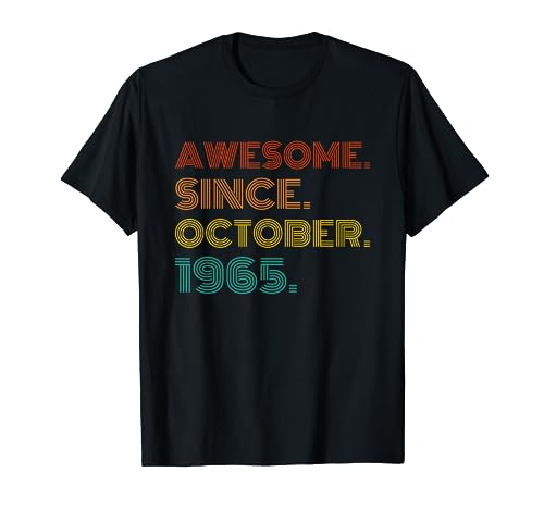 Awesome Since October 1965 Birthday Idea Vintage Men Women Camiseta