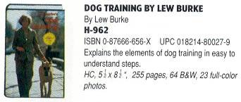 Misc. Dog Book Training - TFH dog training by lew burke Book