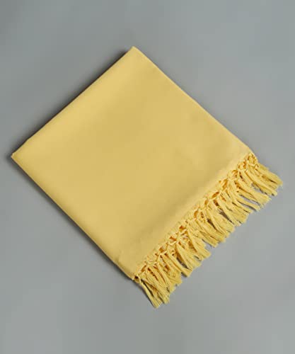 Image of Bhagalpuri Blend of Cotton and Silk Soft Dull Andi Chadar (130 cm x 244 cm, Light Yellow)(Pack of 2)