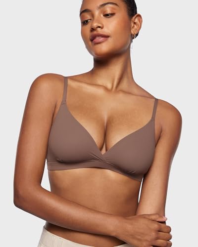 Image of INLYRIC Women's Inbarely Triangle Bralette Comfortable Unlined V Neck Wireless Smoothing Bra Top Stretch