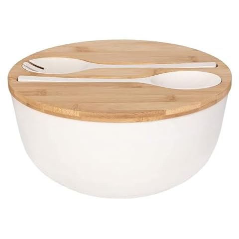 XUEJUN Bamboo Salad Bowl Set with Lid Cover