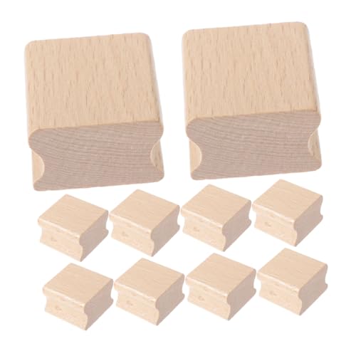 KALLORY DIY Stamp Crafting 12pc Beechwood Grooved Stamps Wood Blocks for Artistic Carving Projects