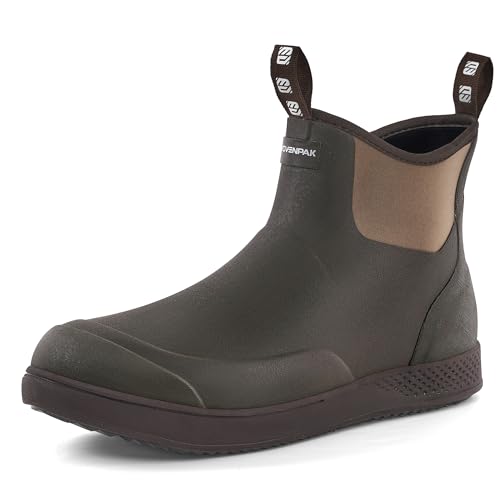 WOVENPAK Deck Boots for Men, Rain Boots Men, Waterproof Fishing Boots, Mens Deck Boots, Anti-slip Rubber Work Ankle Rain Boots Shoes for Outdoor Fishing, Boating, Size 6-13