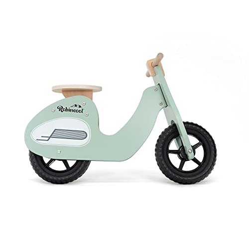 Montessori - Moto para niños sin Pedales Robincool Motorbike 73 x 27 x 51 cm, Triciclo de Madera ecológica Color Verde