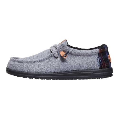 HEYDUDE Men’s Wally Cozy Plaid Downtown | Sherpa Lined Slip-On Loafers for Men, Lightweight & Comfortable