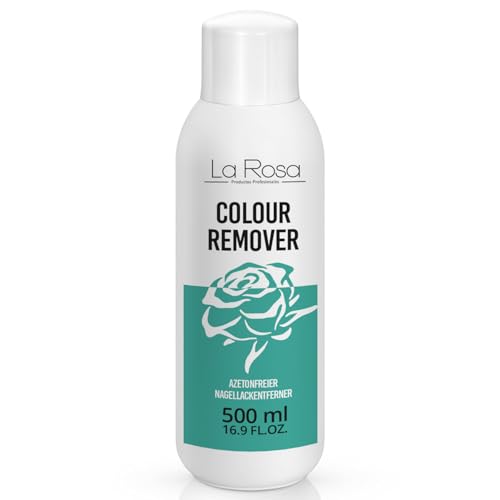 LaRosa Quitaesmalte para uñas SIN ACETONA 500ml para retirar los esmaltes convencionales de uñas naturales, de uñas de gel, de uñas acrílicas, uñas fibra de vidrio, no contiene acetona, aroma a LIMA