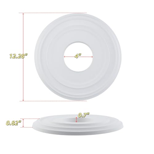 Image of PU Ceiling Medallion 2Pcs, 12.28 x 4 Inches, White | Whole Circle, Fits 4 Inch Canopy, European Vintage Carving, Decor For Chandeliers & Ceiling Fans, Lightweight PU Foam