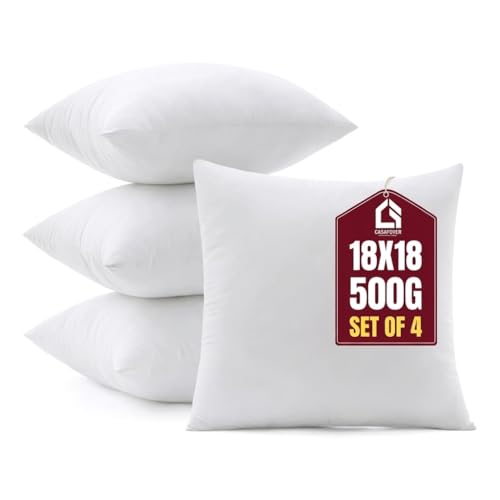Casafoyer 18 x 18 Pillow Inserts Set of 4, Polyester Fill, Machine Washable