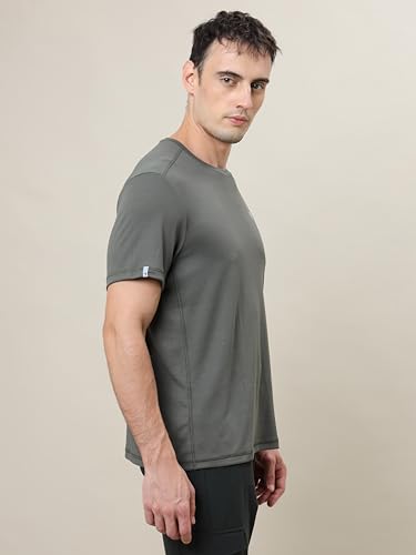 Image of TECHNOSPORT Men's Slim Fit Polyester Activewear Sports T-Shirt with Moisture-Wicking Comfort for Workout, Running & Gym