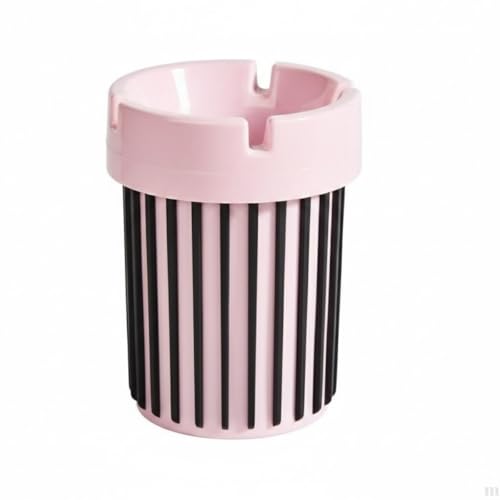 Pembe siyah çizgili plastik küllük, masaüstü ve balkona uygun