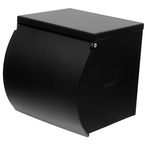 HOLIDYOYO Porte-Papier Toilette Mural Acier Support avec Étagère pour Salle De Bain Design Noir Et Étanche pour Rangement Pratique Papier Toilette