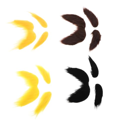 Beaupretty 4 Juegos De Barbas Postizas para Fiesta Disfraz De Barba Postiza Cejas Postizas Adhesivas Bigote Marrón Personajes De Dibujos Animados Accesorios De Halloween Poliéster