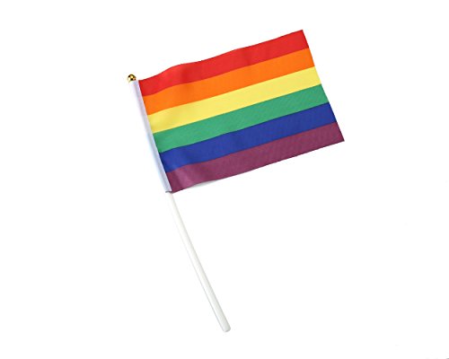 6 x Gay Pride Rainbow Handheld Flags With Stick Poles For Sports Waving Celebration Events National Days LGBT Small Desktop Hand Decoration Fancy Dress Costume