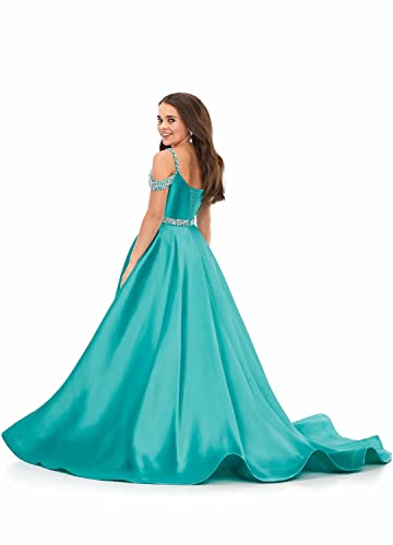 Off The Shoulder Girls Pageant Dress Formal Party Gown Long with Pockets PT0092