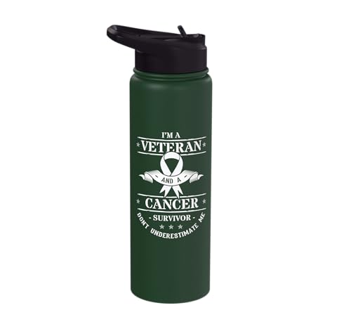 I'm A Veteran And A Cancer Survivor Don't Underestimate Me Stainless Steel Insulated Water Bottle