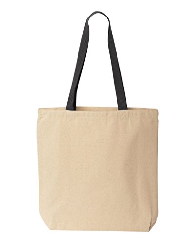 Shop4Ever California Bear Flag Vintage Cotton Canvas Tote Reusable Shopping Bag 10 Oz Natural - Black 1 Pack Colored Handle #TOP3