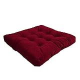qing yun Cojín de 10 cm de grosor para silla, 55 x 55 cm, cojín suave para silla grande, almohadillas de asiento de pana para suelo, ventana de bahía, jardín (55 x 55 cm, rojo vino-a)