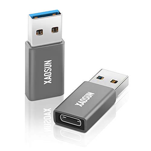 XAOSUN 10Gbps USB auf USB C Adapter,100W Typ A auf Typ C,USB3.1 Gen2 & PD Schnellladung Kompatibel mit iPhone 15/16 Pro, Airpods, iPad, Galaxy, PC, Auto,Powerbank (2 Stück)