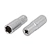Aexit 1/4-inch Square Hand Operated Tools Drive 12mm Hex 6 Point Impact Socket Silver Tone 2pcs Model:98as37qo437