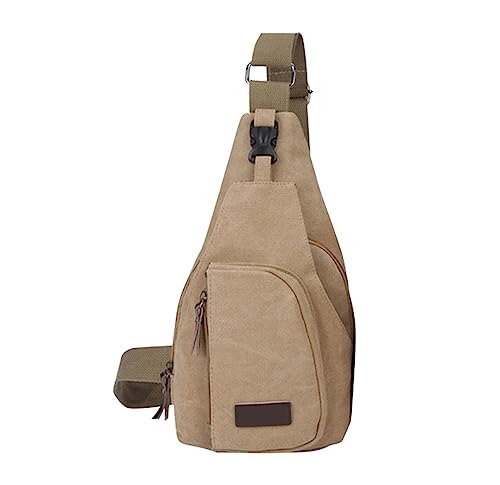 Bolsa de lona para el pecho, mochila cruzada ligera para viajes, senderismo, ciclismo, pantalones cortos de compresión para mujer, cintura alta (caqui, talla única)