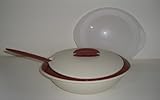 Tupperware Small Insulated Oval Server in Cream & Cinnamon (6-1/3 Cup & 8-7/8 Cup Serving Bowls) for Soup, Stews, Casseroles & More
